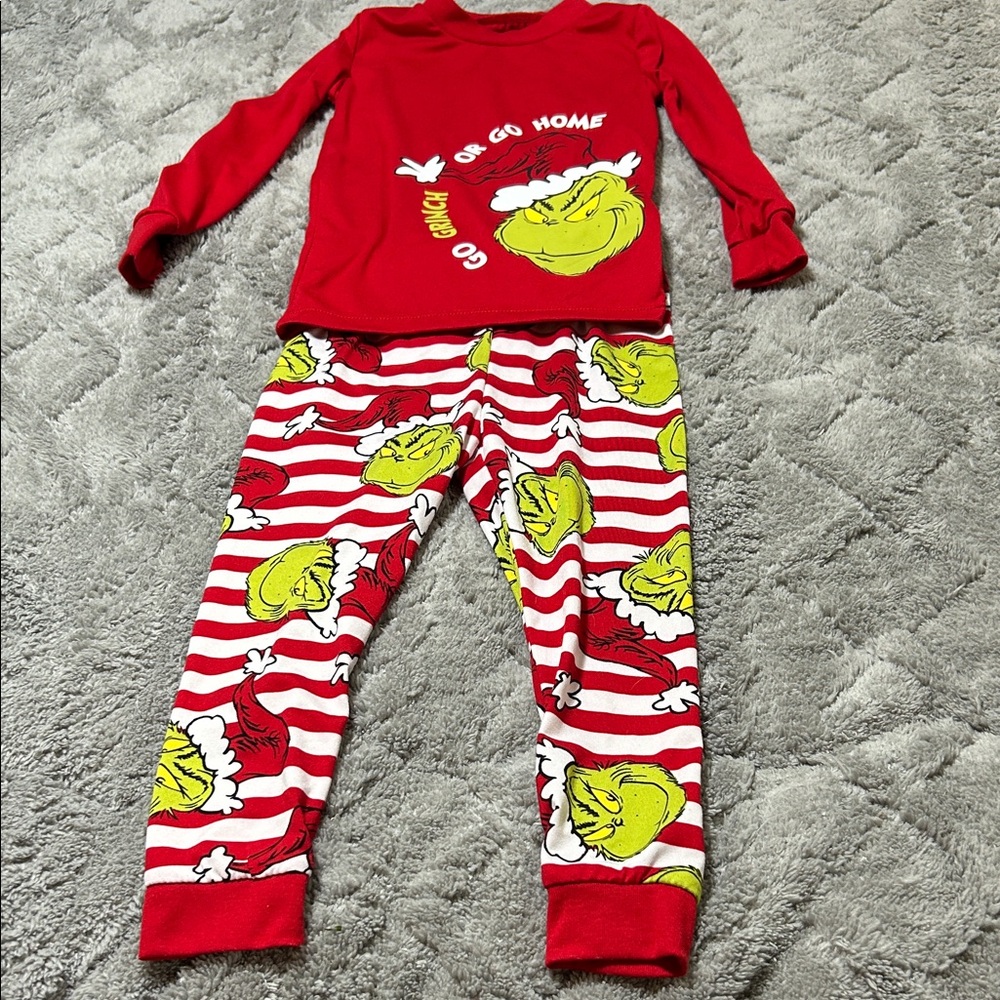 Toddler Girls The Grinch Pajama Set - Red and Green